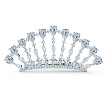 Luxury White Gold CZ Diamond Wedding Crown Tiara Jewelry Accessories